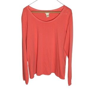 J. Jill Coral Long Sleeve Top Coral‎ Quiet  Luxury Classic Coastal Grandma